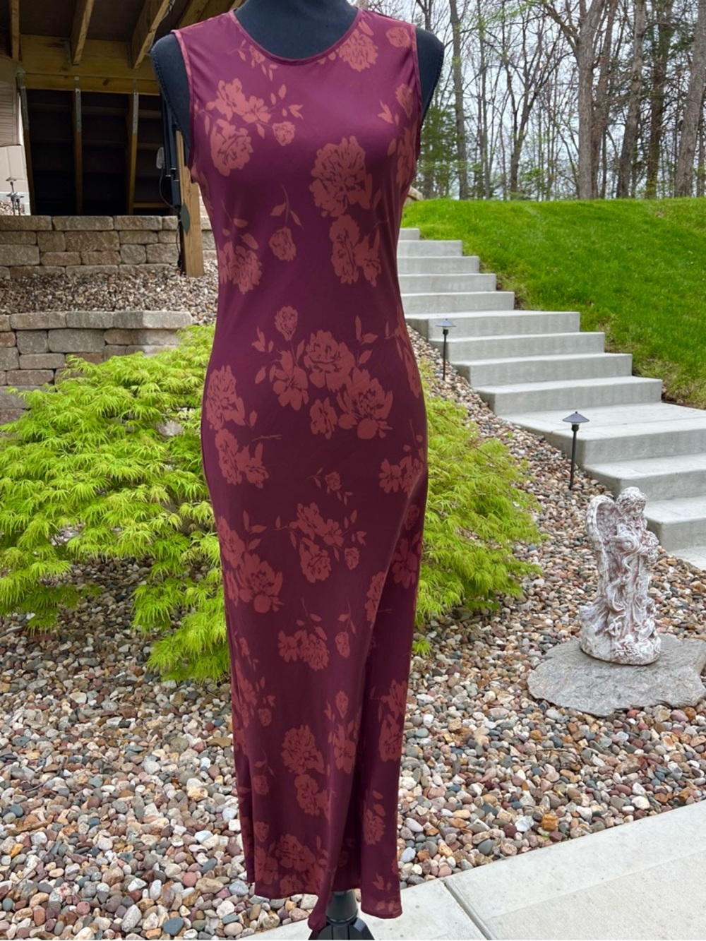Quince Washable Stretch Silk Tank Midi Dress - Small - Ruby Noir